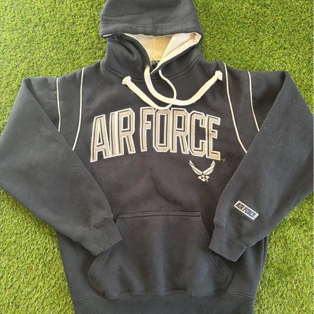 Air-force Men's Black and Navy Hoodie